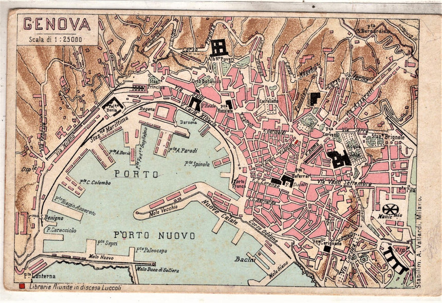 Cartolina antica Cartolina geografica Genova
