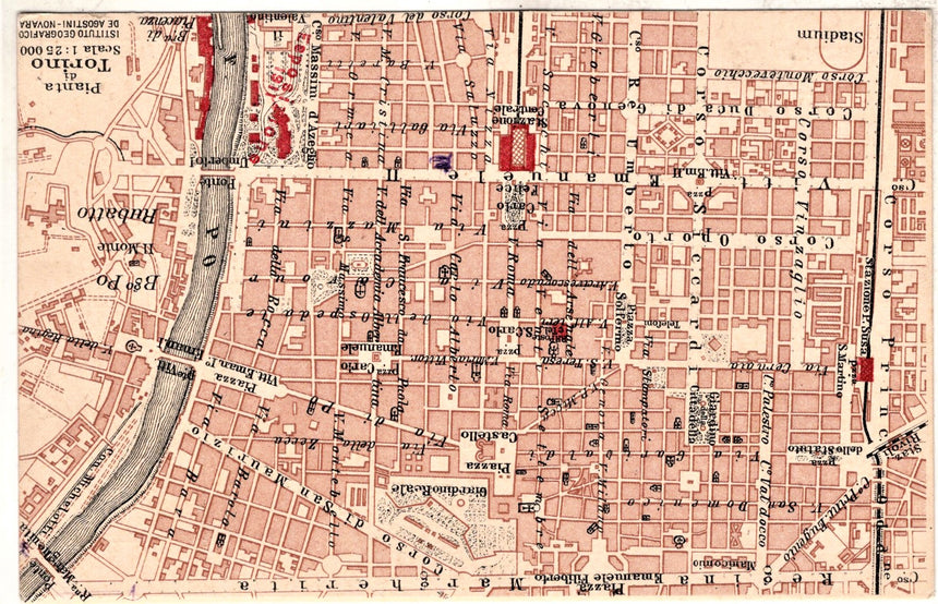 Cartolina antica Cartolina geografica pianta di Torino