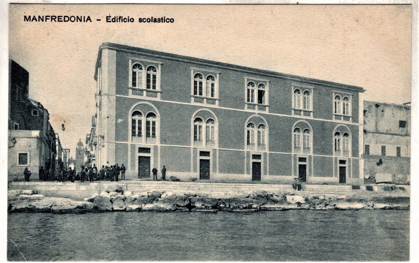 Cartolina antica Foggia Manfredonia edificio scolastico