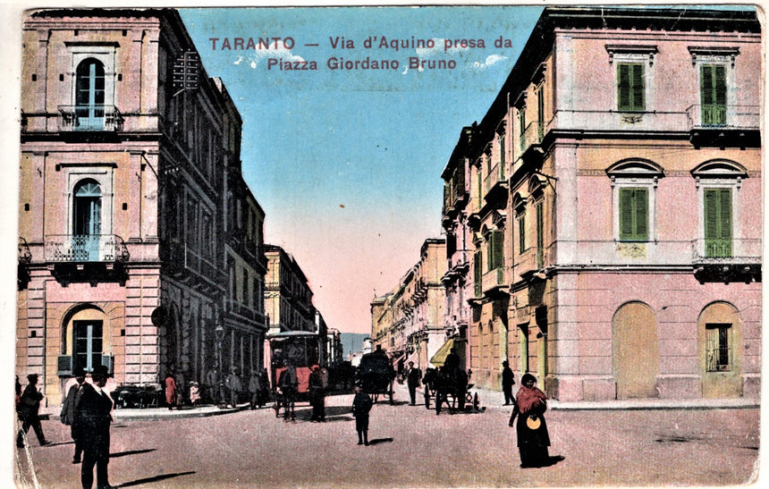 Cartolina antica Taranto viad Aquino scritta in francese viag. In busta