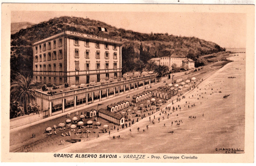 Cartolina antica Varazze Albergo Savoia di G. Graviotto