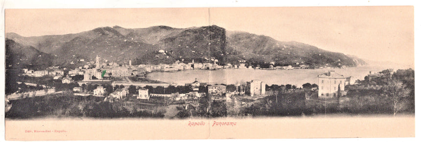 Cartolina antica Rapallo doppia panorama