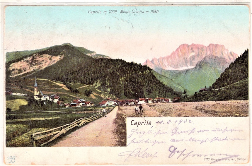 Cartolina antica Caprile Belluno Albergo alla Posta
