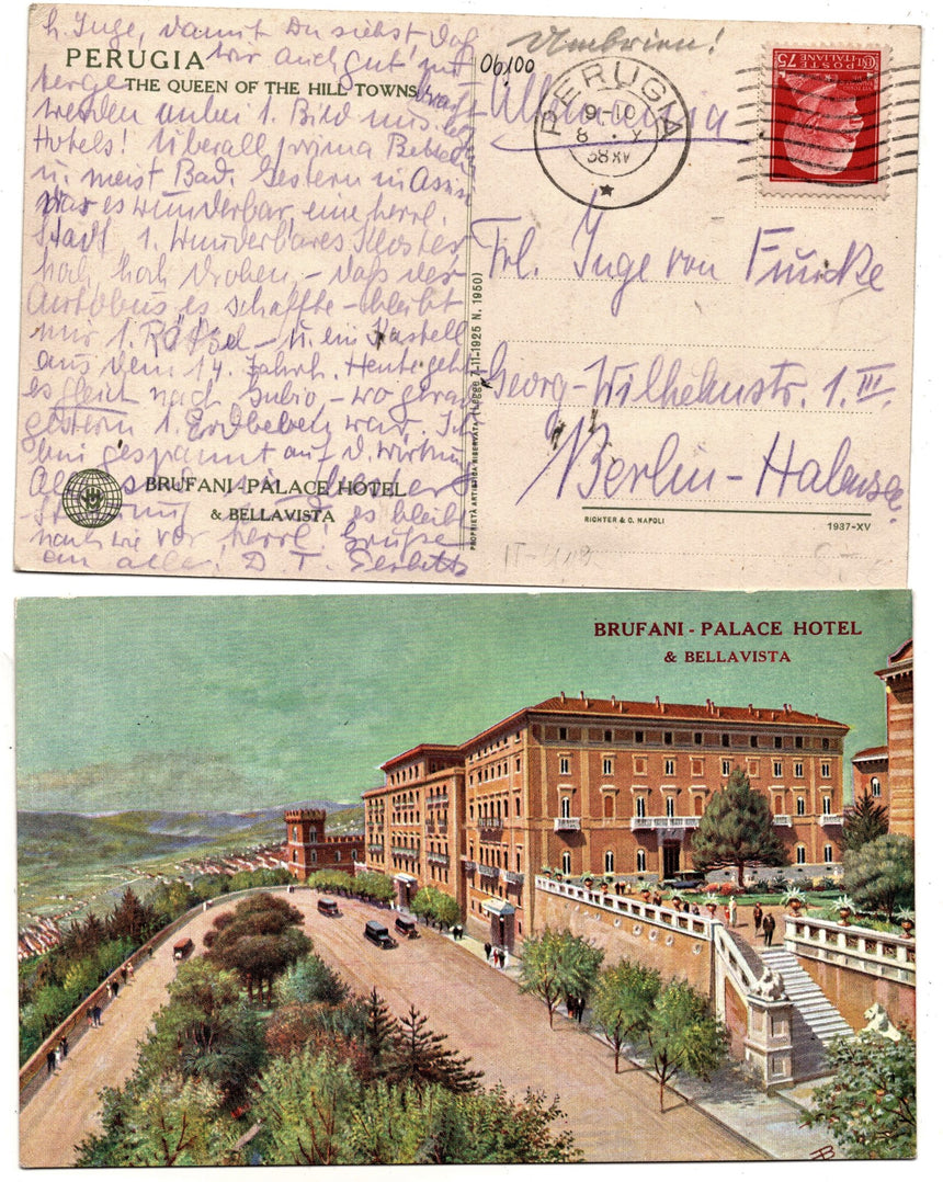 Cartolina antica Perugia Brufani Palace Hotel