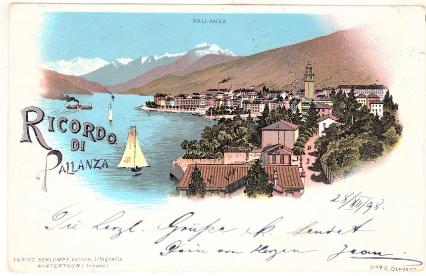 Cartolina antica Ricordo del lago Maggiore Pallanza