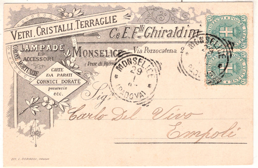 Cartolina antica Cartolina pubbl. Veytri  Cristalli Ditta Flli.Ghiraldini Monselice