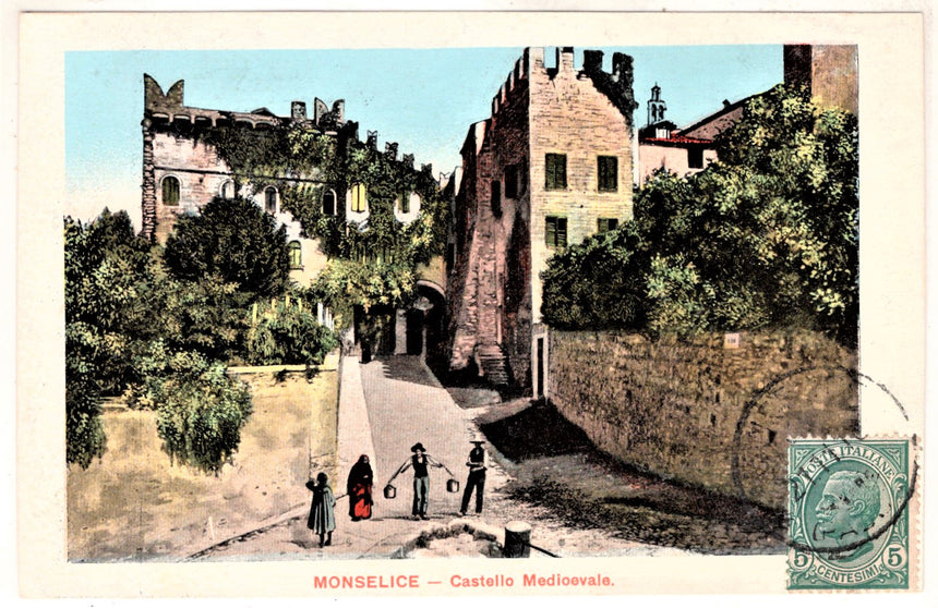 Cartolina antica Monselice castello medioevale