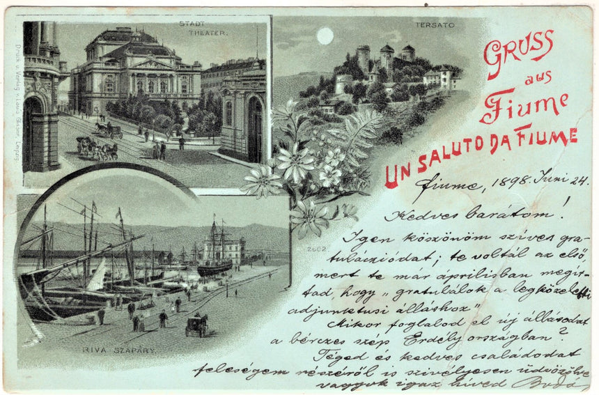 Cartolina antica Gruss aus Fiume un saluto da Fiume