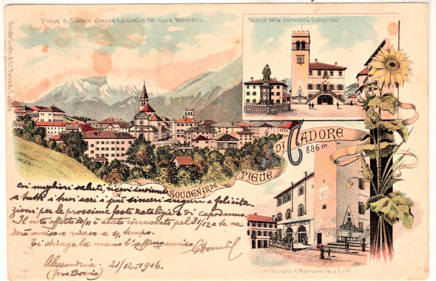 Cartolina antica Souvenir de Pieve di Cadore