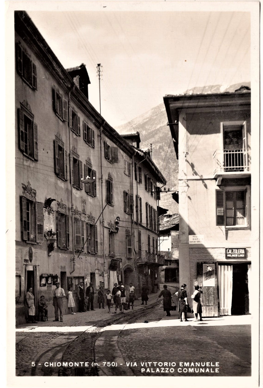 Cartolina antica Chiaromonte via V.Emanuele calzolaio L.Molineri e comune