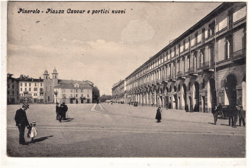 Cartolina antica Pinerolo piazza Cavour