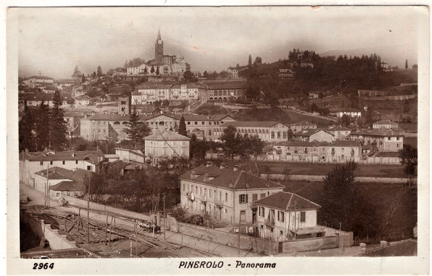 Cartolina antica Pinerolo panorama
