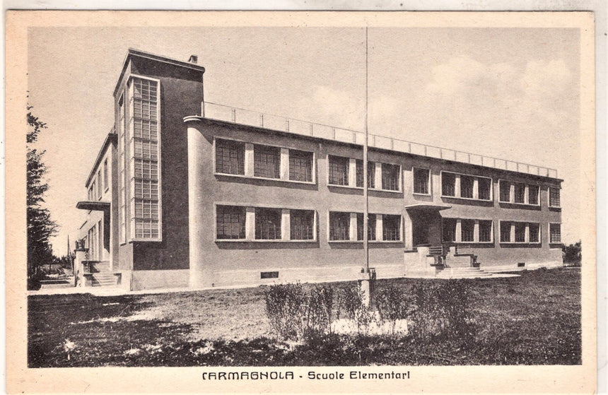Cartolina antica Carmagnola Scuole elemenari Torino