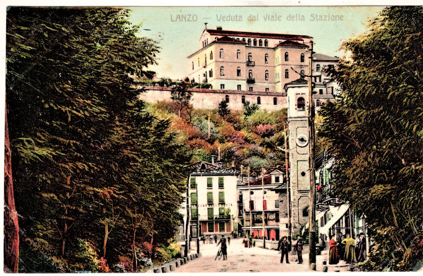 Cartolina antica Lanzo veduta dal viale stazione