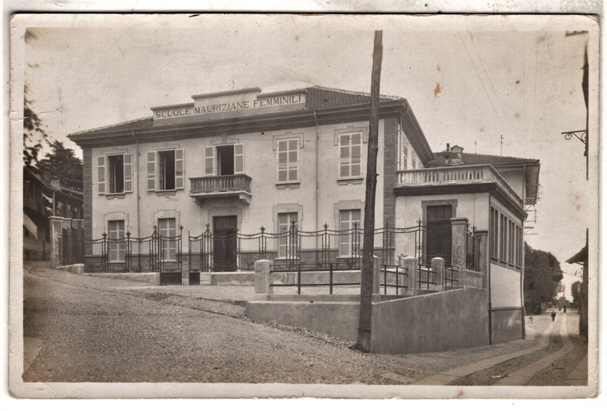 Cartolina antica Torre Pelice scuole Mauriziane femminili