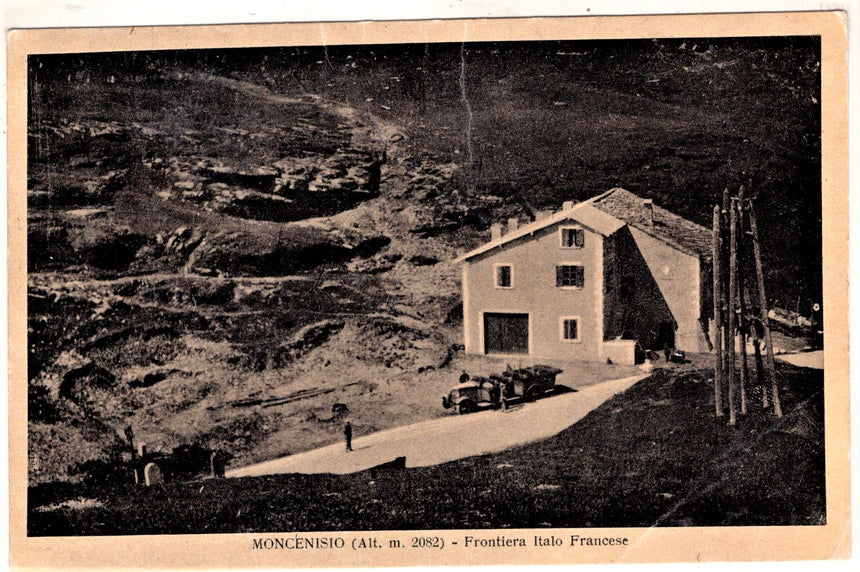 Cartolina antica Moncenisio frontiera Italo Francese