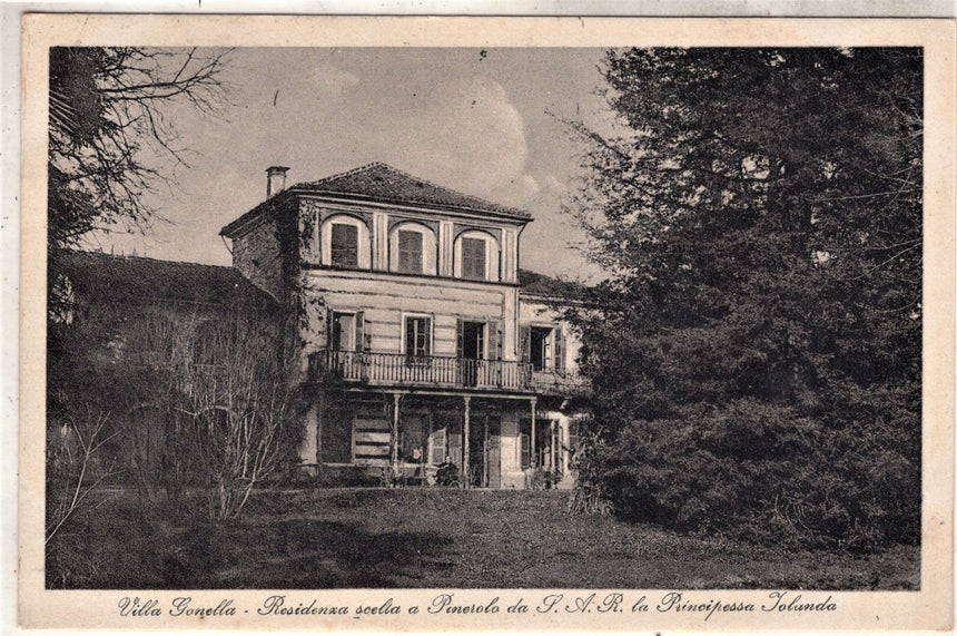 Cartolina antica Villa Gonella residenza a Pinerolo dalla Principessa Jolanda