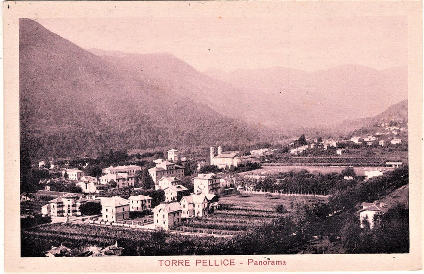 Cartolina antica Torre Pelice panorama