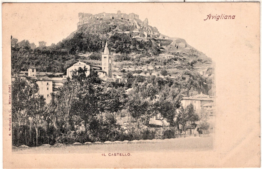 Cartolina antica Avigliana il castello