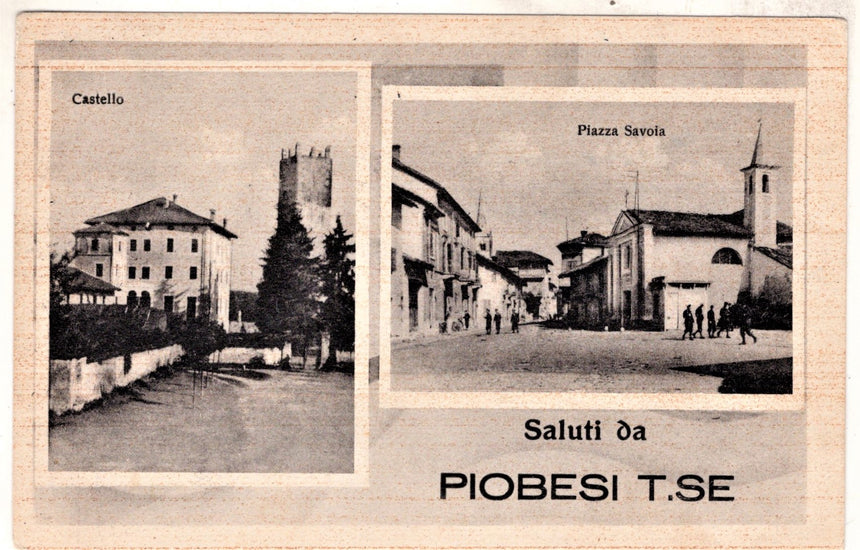 Cartolina antica Saluti da Piobesi T.se Torino