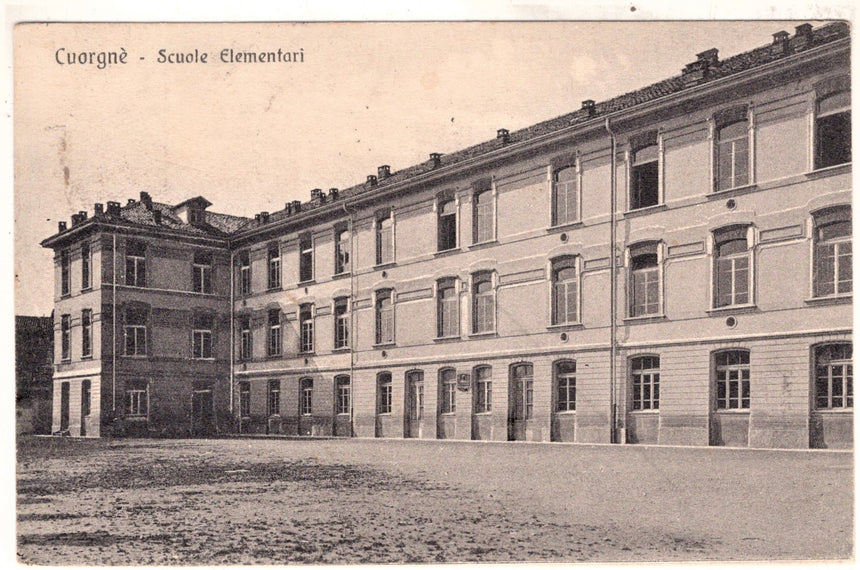 Cartolina antica Cuorgne Scuola Elementare