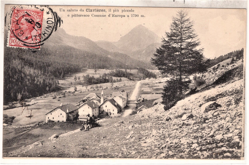 Cartolina antica Clavieres Panorama