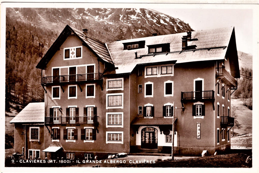 Cartolina antica Clavieres il grande albergo