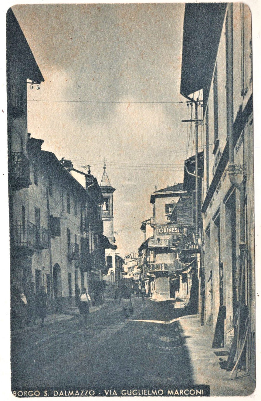Cartolina antica Cartoncino formato cartolina Borgo S.Dalmazzo Via G.Marcono