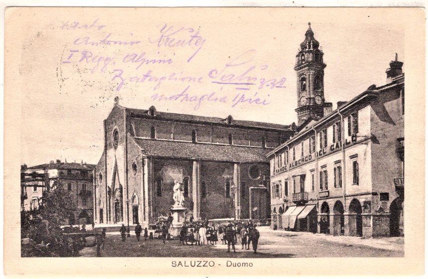 Cartolina antica Sanluzzo Duomo timbro tedesco Bozen su bollo italia