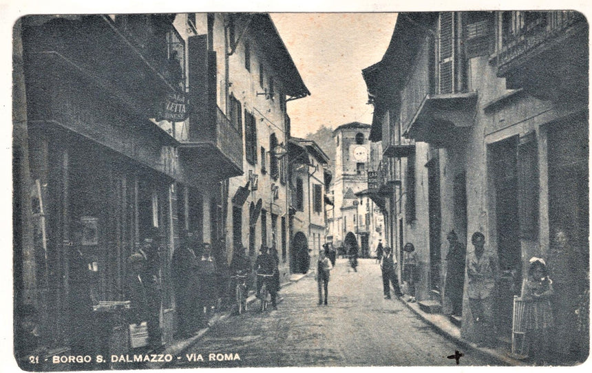 Cartolina antica Cartoncino formato cartolina Borgo S.Dalmazzo Via Roma