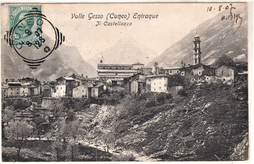 Cartolina antica Valle Gesso Entraque il Castellazzo Cuneo