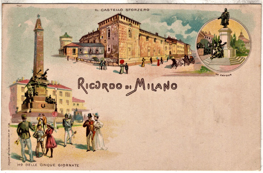 Cartolina antica Ricordo di Milano