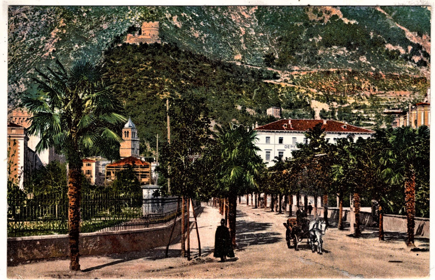 Cartolina antica Trento Riva Garda viale stazione