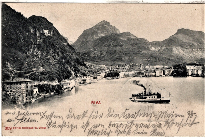 Cartolina antica Trento Riva Garda panorama