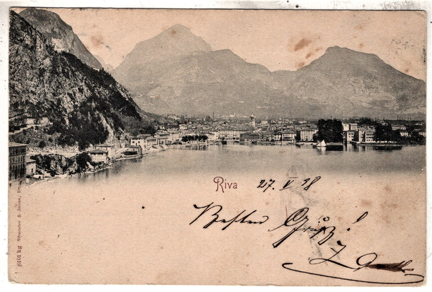 Cartolina antica Trento Riva Garda panorama