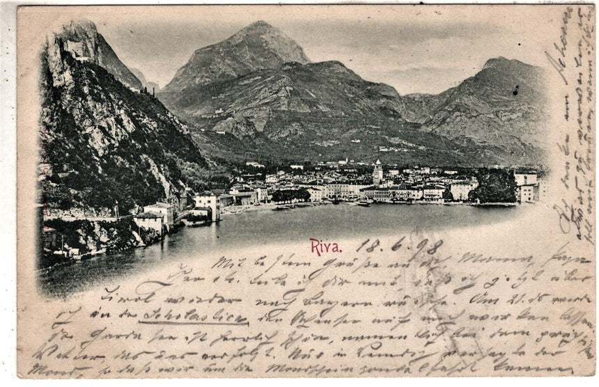 Cartolina antica Trento Riva Garda panorama