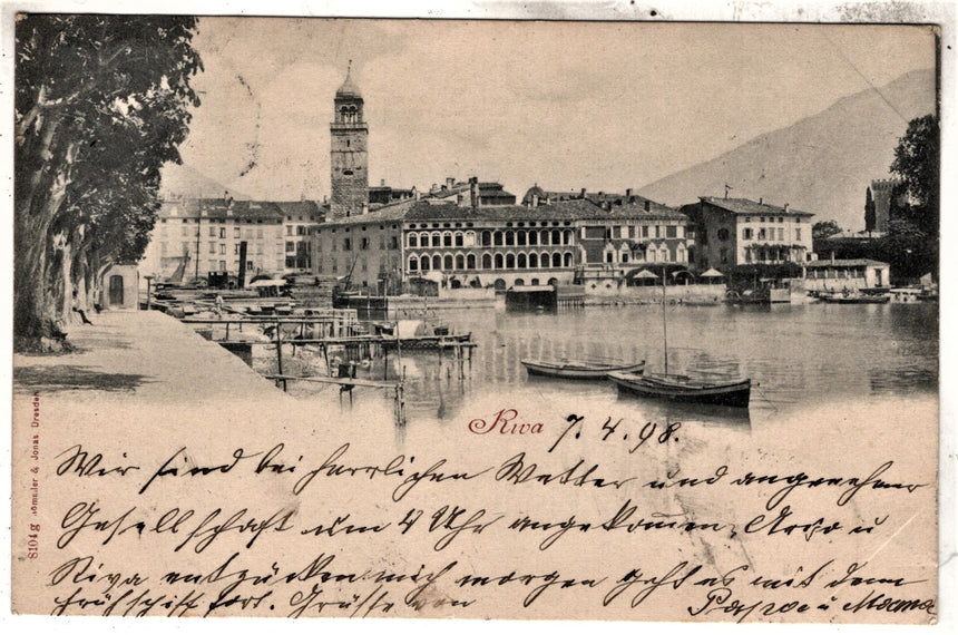 Cartolina antica Trento Riva Garda panorama