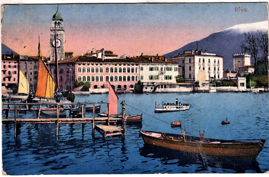 Cartolina antica Trento Riva Garda panorama