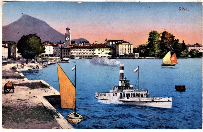 Cartolina antica Trento Riva Garda panorama