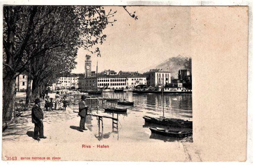 Cartolina antica Trento Riva Garda il porto