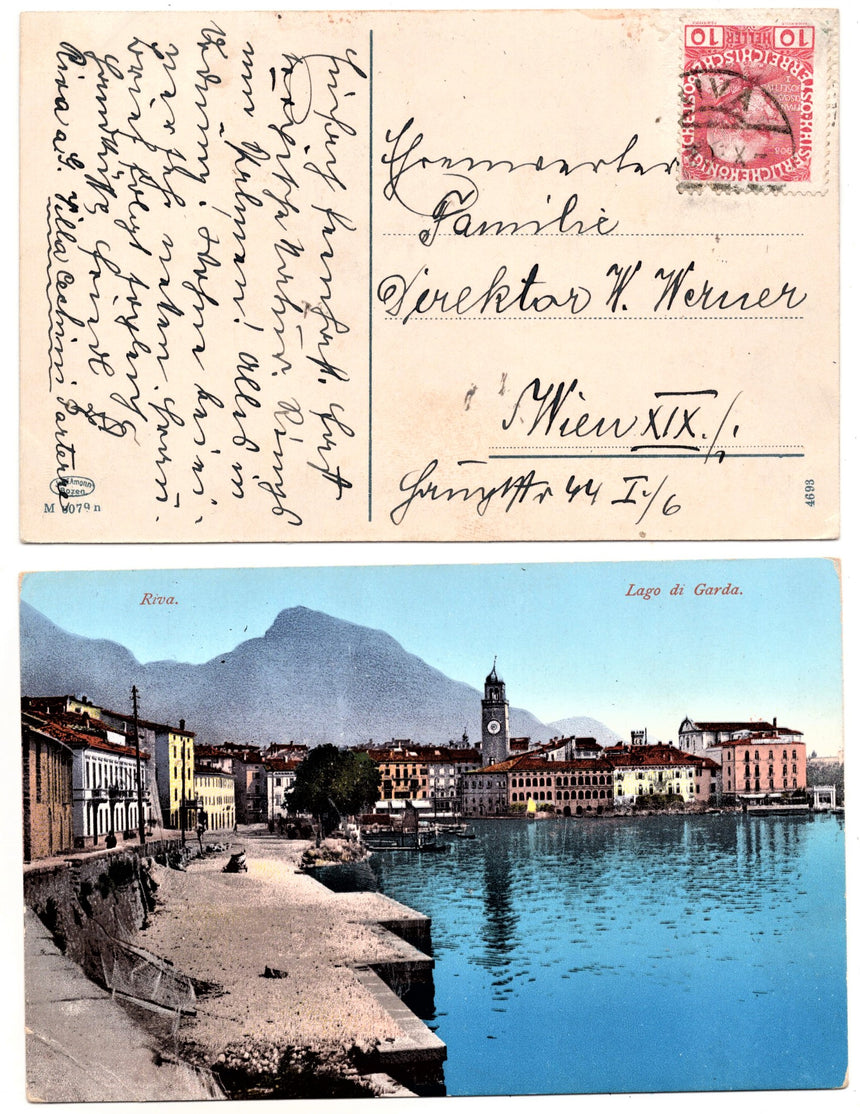 Cartolina antica Trento Riva Garda il porto