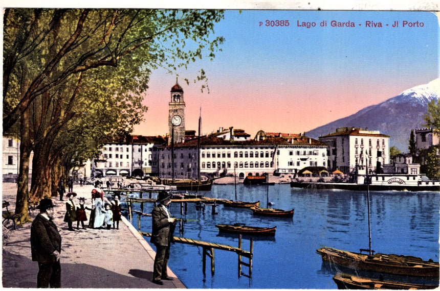 Cartolina antica Trento Riva Garda il porto