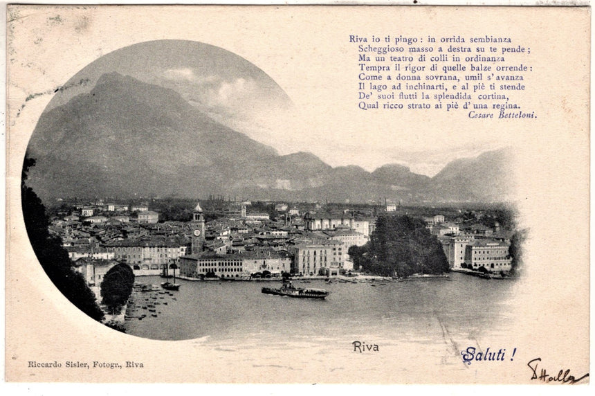 Cartolina antica Trento Riva Garda panorama