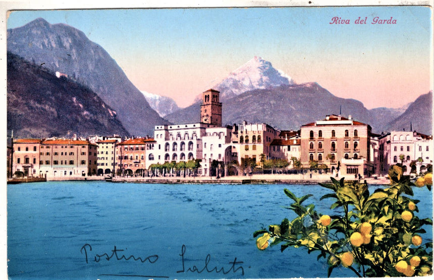 Cartolina antica Trento Riva Garda panorama