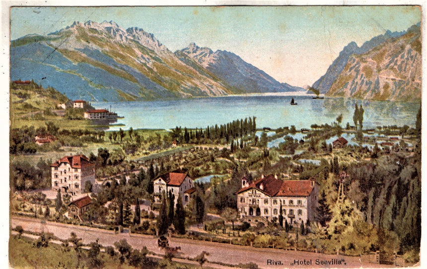 Cartolina antica Trento Riva Garda Hotel Seevilla