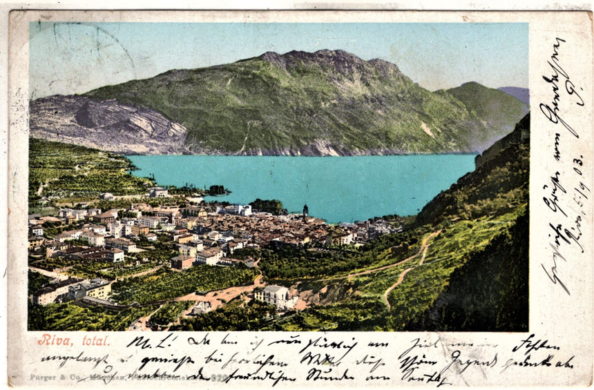 Cartolina antica Trento Riva Garda panorama