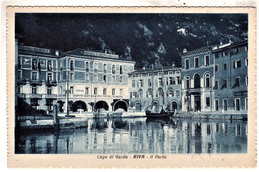 Cartolina antica Trento Riva Garda il porto