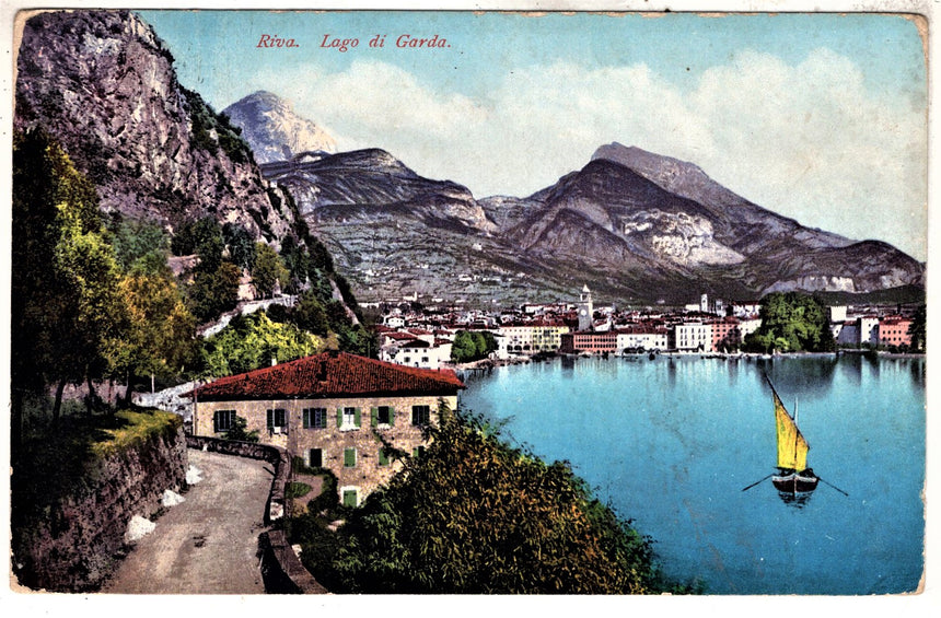 Cartolina antica Trento Riva Garda panorama