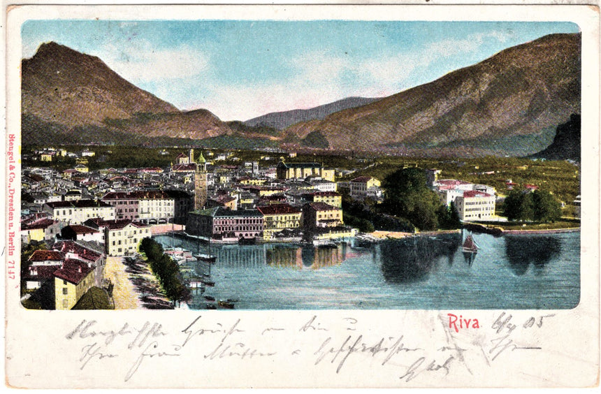 Cartolina antica Trento Riva Garda panorama