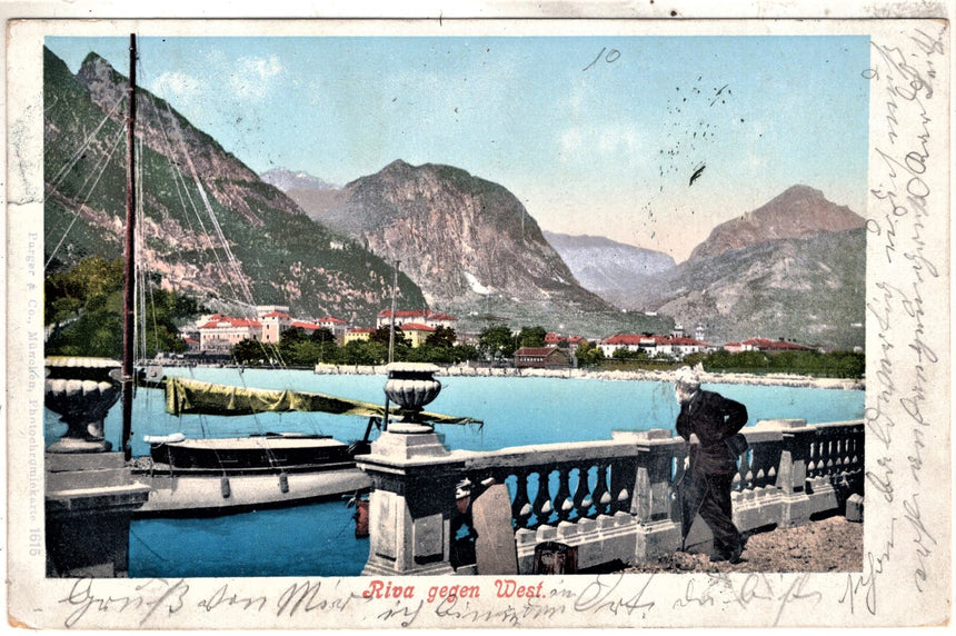 Cartolina antica Trento Riva Garda panorama